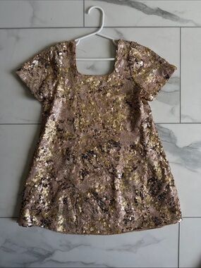 Girls Rose Gold Sequin Special Occasion Dress